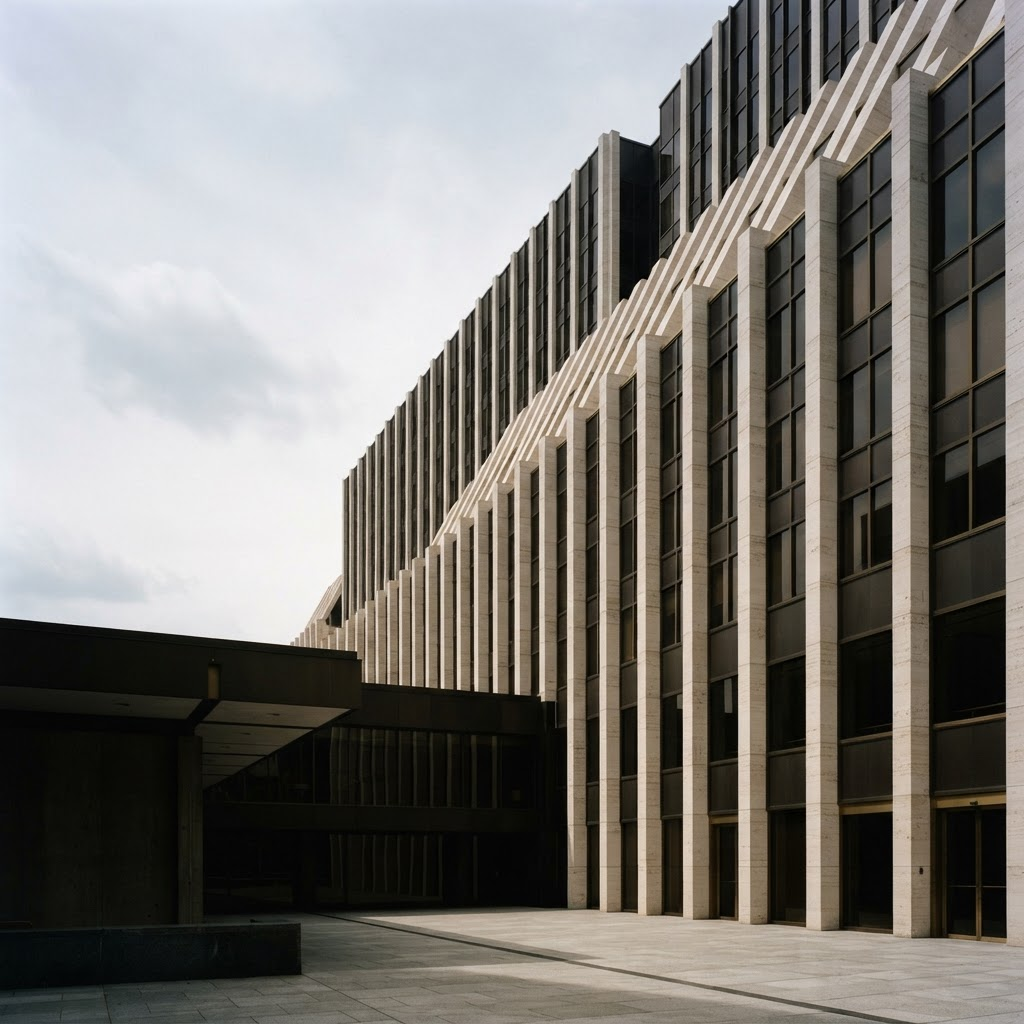 Rhythmic architectural lines of a modern building